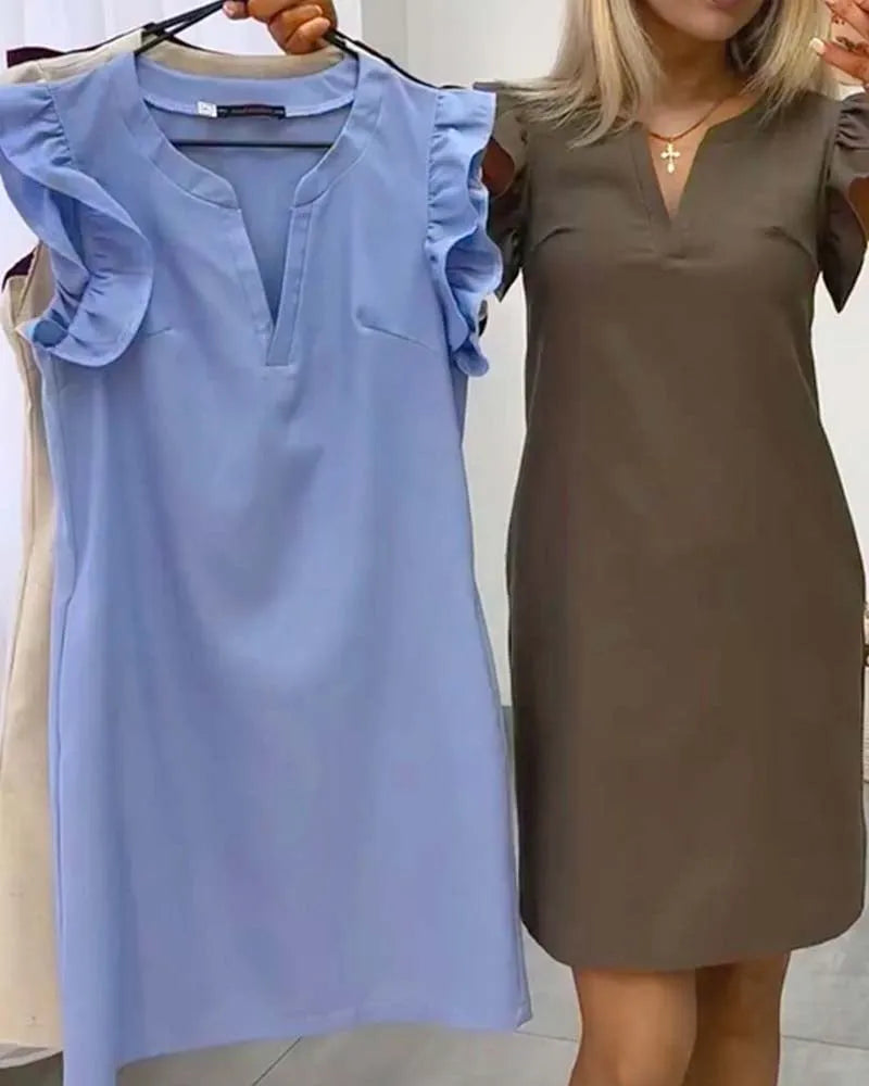 Flutter Sleeve Straight Dress