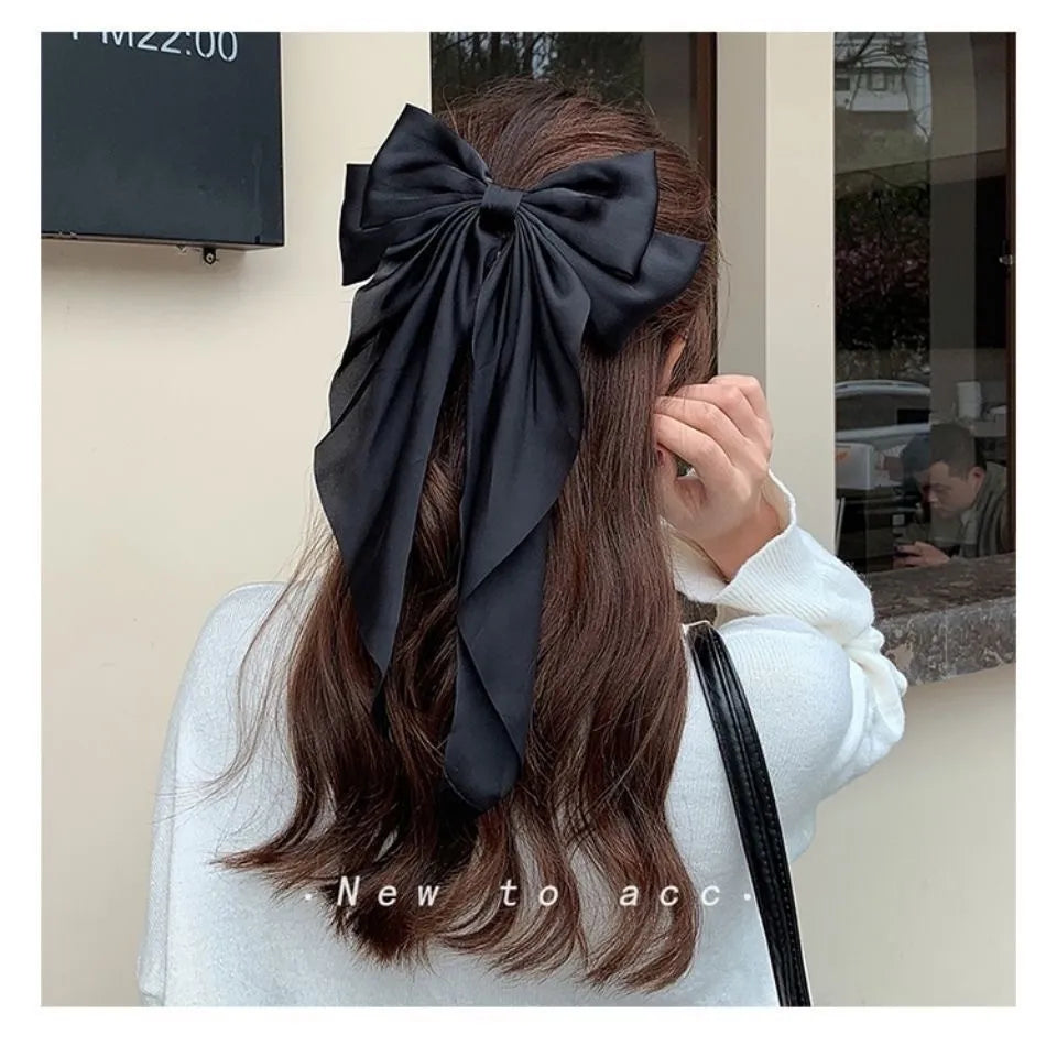 💥Flash Sale🔥Large Bow Hair Clip for Women – Wedding & Everyday Ponytail Accessory with Long Tail
