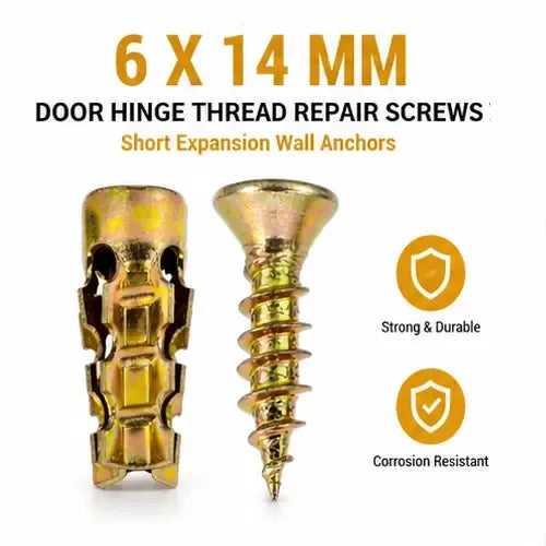 🔩 6×14mm Short Expansion Screw Set for Cabinet Hinge Repair & Stripped Thread Restoration