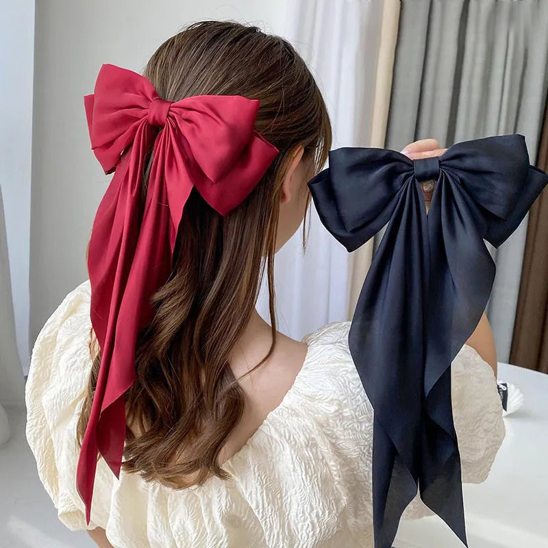 💥Flash Sale🔥Large Bow Hair Clip for Women – Wedding & Everyday Ponytail Accessory with Long Tail