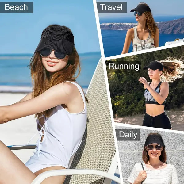 🌓Last Day 49% OFF-2-Pack Women's High Ponytail Sun Visor Hats