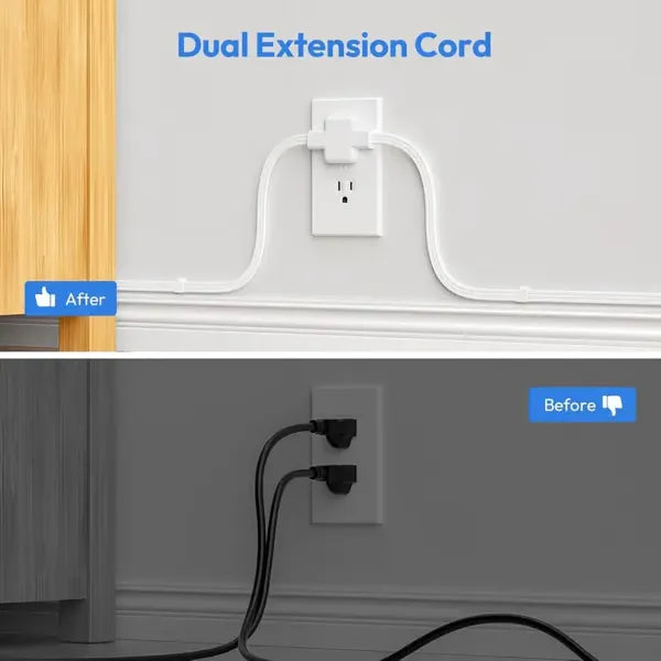 Twin Extension Cord Splitter for Home Office Dorm Room