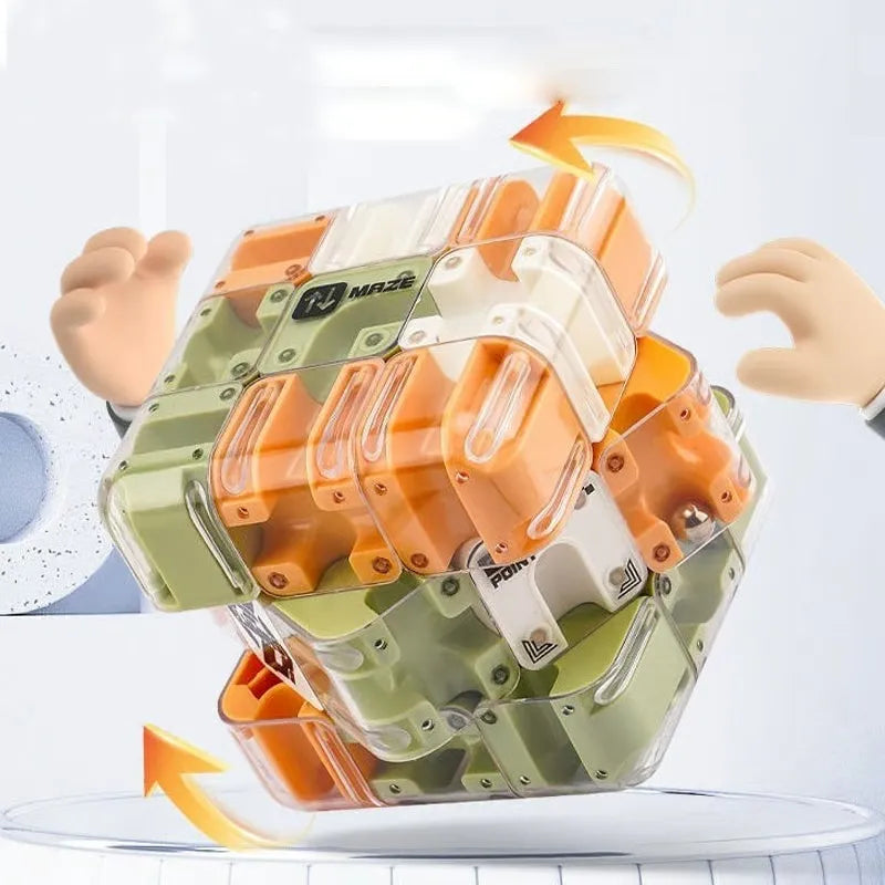 3D Rolling Ball Maze Cube