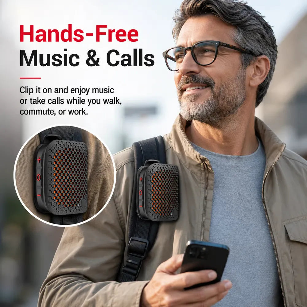 M3 🎵Portable Bluetooth Speaker, TWS Stereo Sound, IPX7 Waterproof, Magnetic Clip-On Wearable Speaker