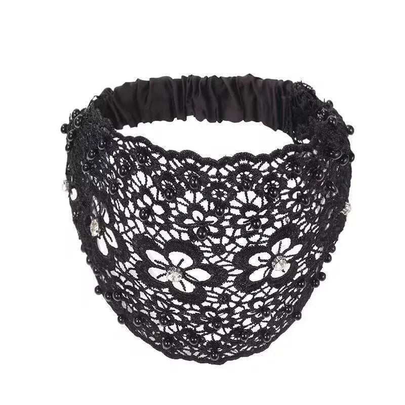 Plum Blossom Hollow Beaded Wide Headband