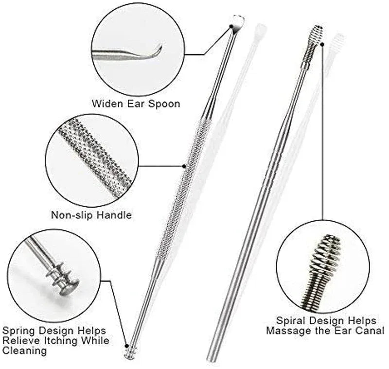 👂Set Ear Wax Pickers Stainless Steel Earpick Wax Remover