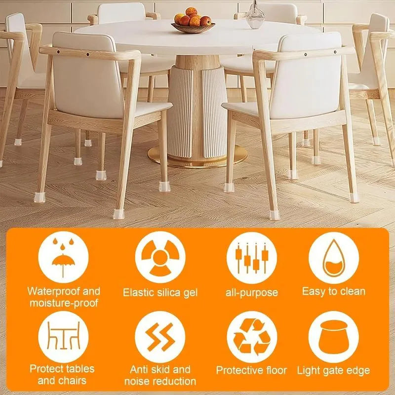 Square Chair Leg Protectors for Hardwood Floor Fits All Shape Chair Mat for Wood and Tile Floors. Chair Leg Universal Cover Elastic Mold