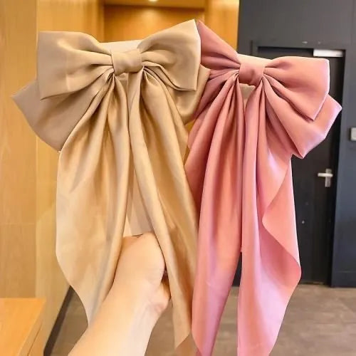 💥Flash Sale🔥Large Bow Hair Clip for Women – Wedding & Everyday Ponytail Accessory with Long Tail
