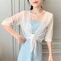 Sheer Chiffon Short Sleeve Sun Protection Cover-Up