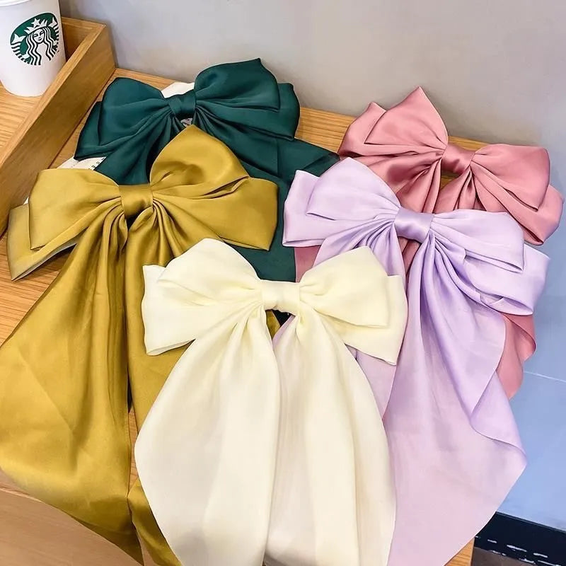 💥Flash Sale🔥Large Bow Hair Clip for Women – Wedding & Everyday Ponytail Accessory with Long Tail
