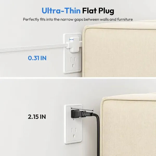Twin Extension Cord Splitter for Home Office Dorm Room