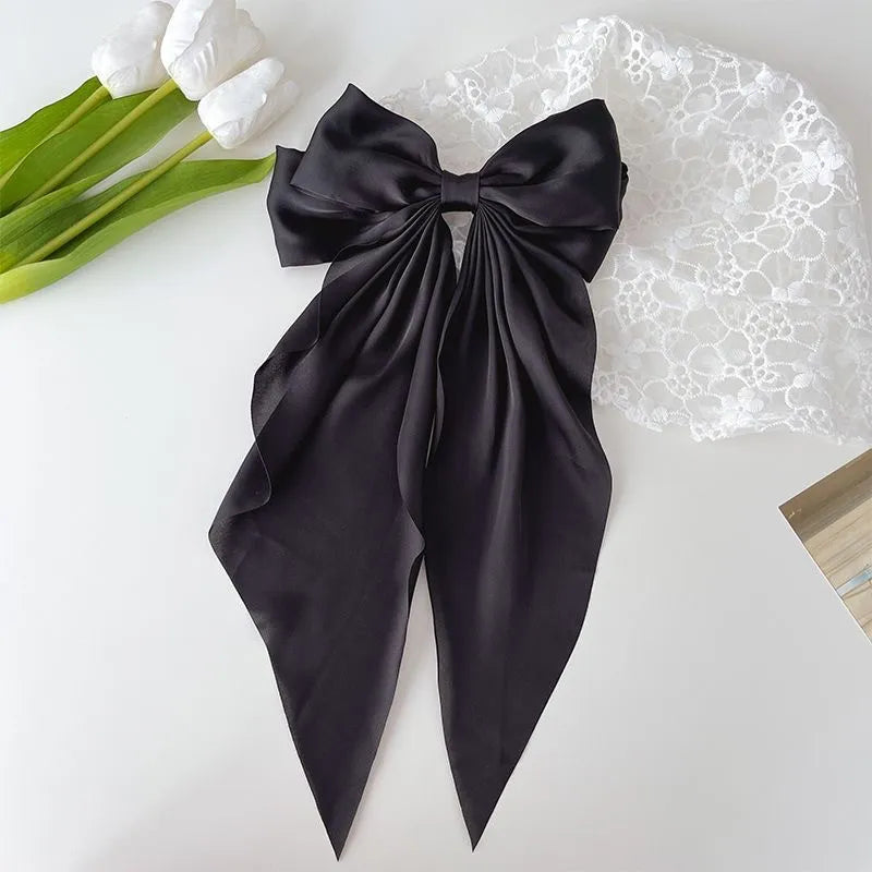 💥Flash Sale🔥Large Bow Hair Clip for Women – Wedding & Everyday Ponytail Accessory with Long Tail