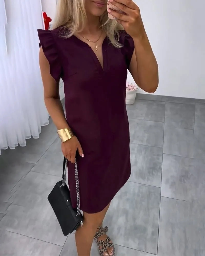 Flutter Sleeve Straight Dress