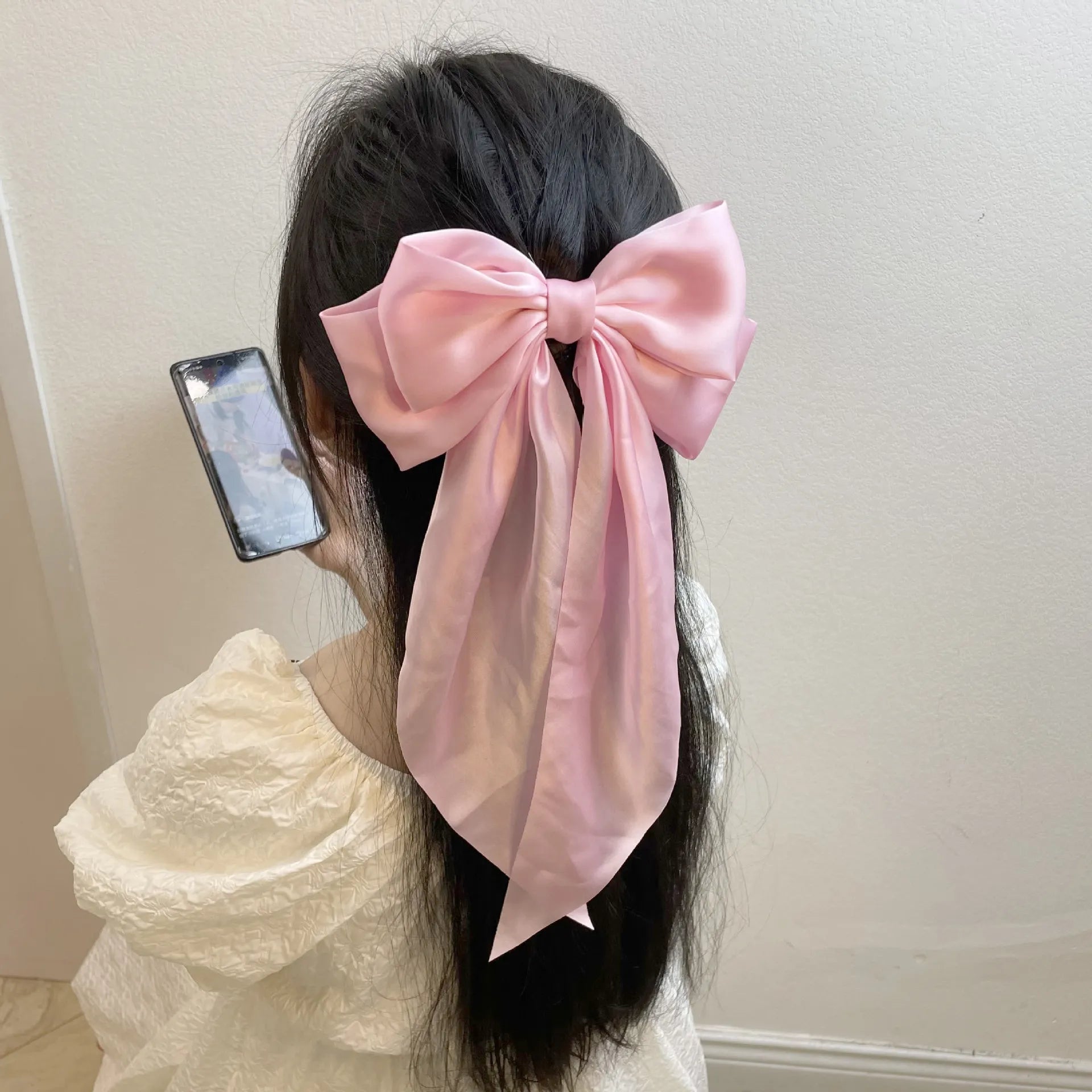 💥Flash Sale🔥Large Bow Hair Clip for Women – Wedding & Everyday Ponytail Accessory with Long Tail