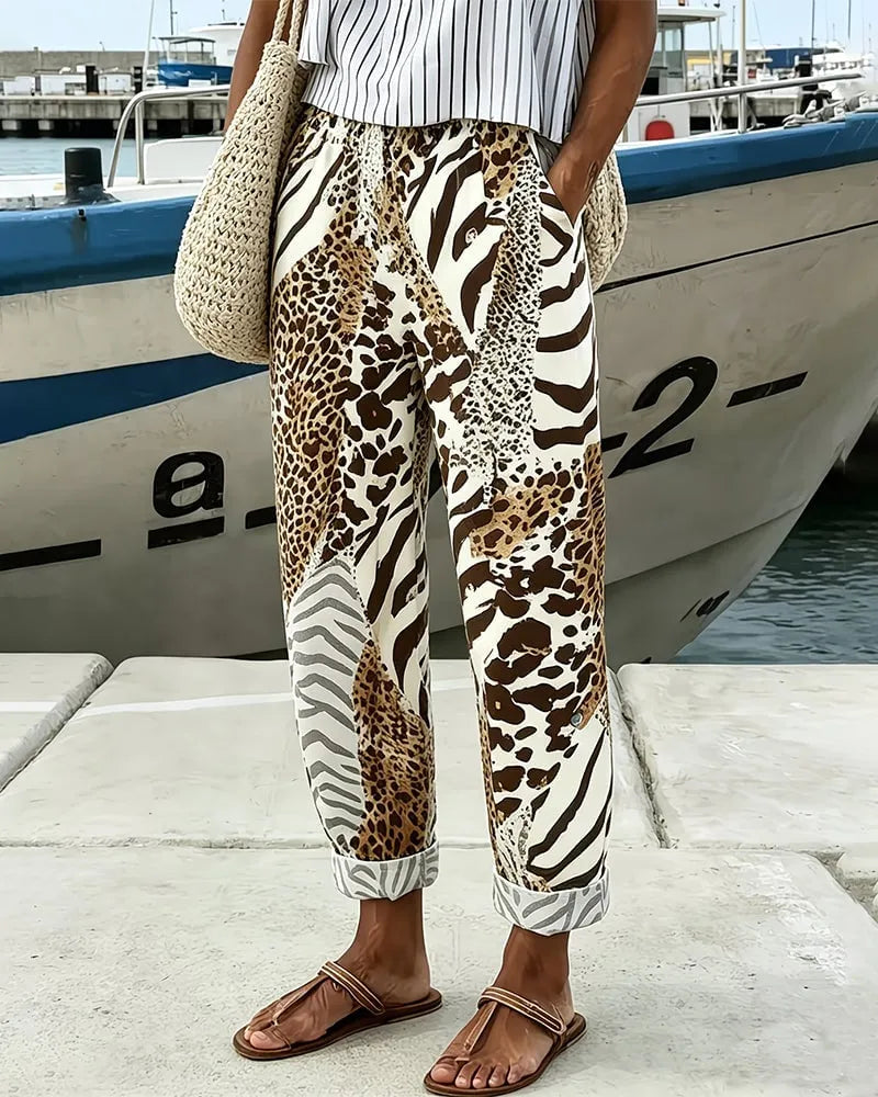 ✨Leopard and Zebra Print Casual Long Pants