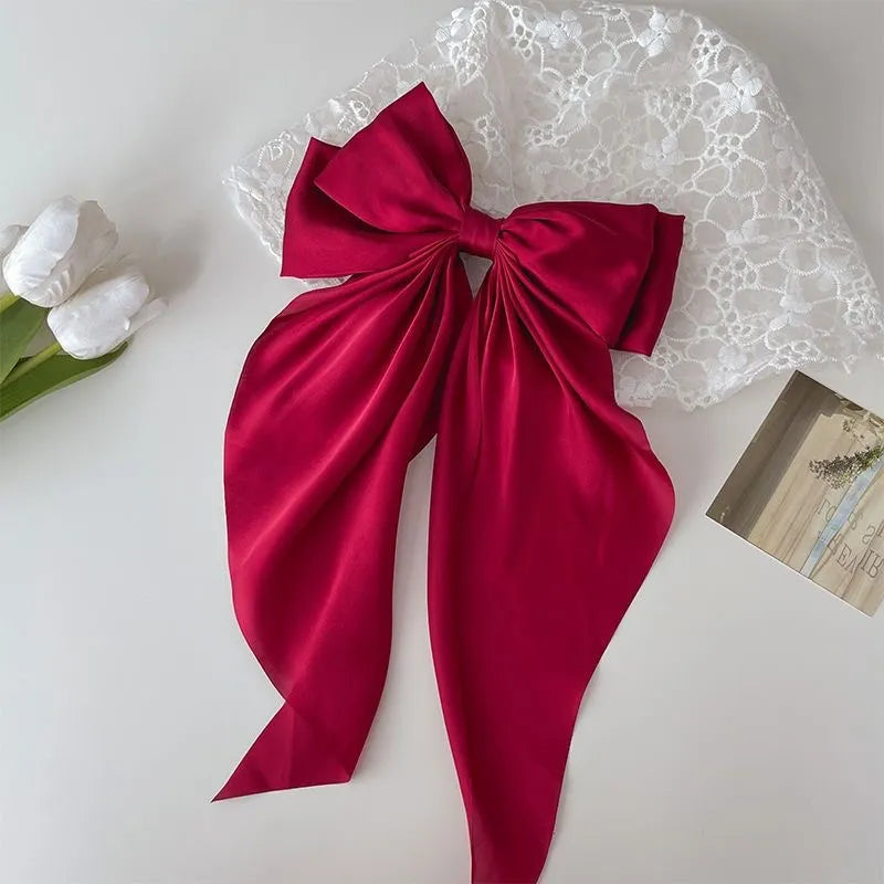 💥Flash Sale🔥Large Bow Hair Clip for Women – Wedding & Everyday Ponytail Accessory with Long Tail