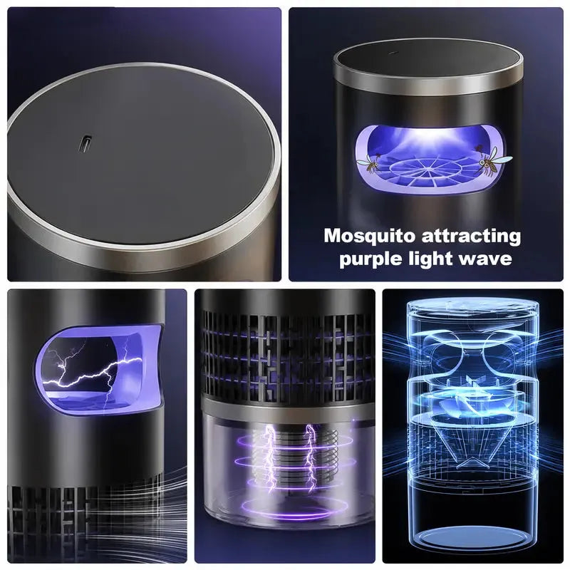 Indoor Insect Trap with Light and Suction Non Zapper Flying Bug Catcher for Mosquitoes Fruit Flies Gnats and Moths