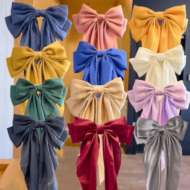 💥Flash Sale🔥Large Bow Hair Clip for Women – Wedding & Everyday Ponytail Accessory with Long Tail