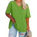 Women's Plus Size V Neck T Shirts Summer Half Sleeve Tees Casual Loose Fit Cotton Tunic Tops
