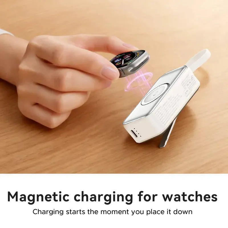 🔋 Orico 3-in-1 Power Bank – Integrated Cable & Foldable Wall Plug – Wireless Watch Charger for iPhone & Android ✈️