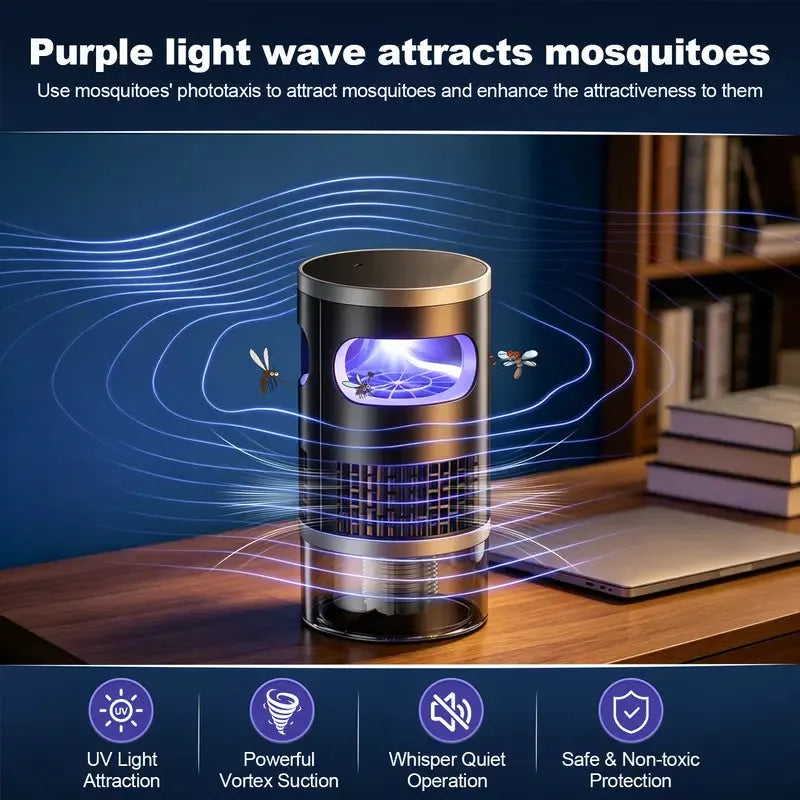 Indoor Insect Trap with Light and Suction Non Zapper Flying Bug Catcher for Mosquitoes Fruit Flies Gnats and Moths