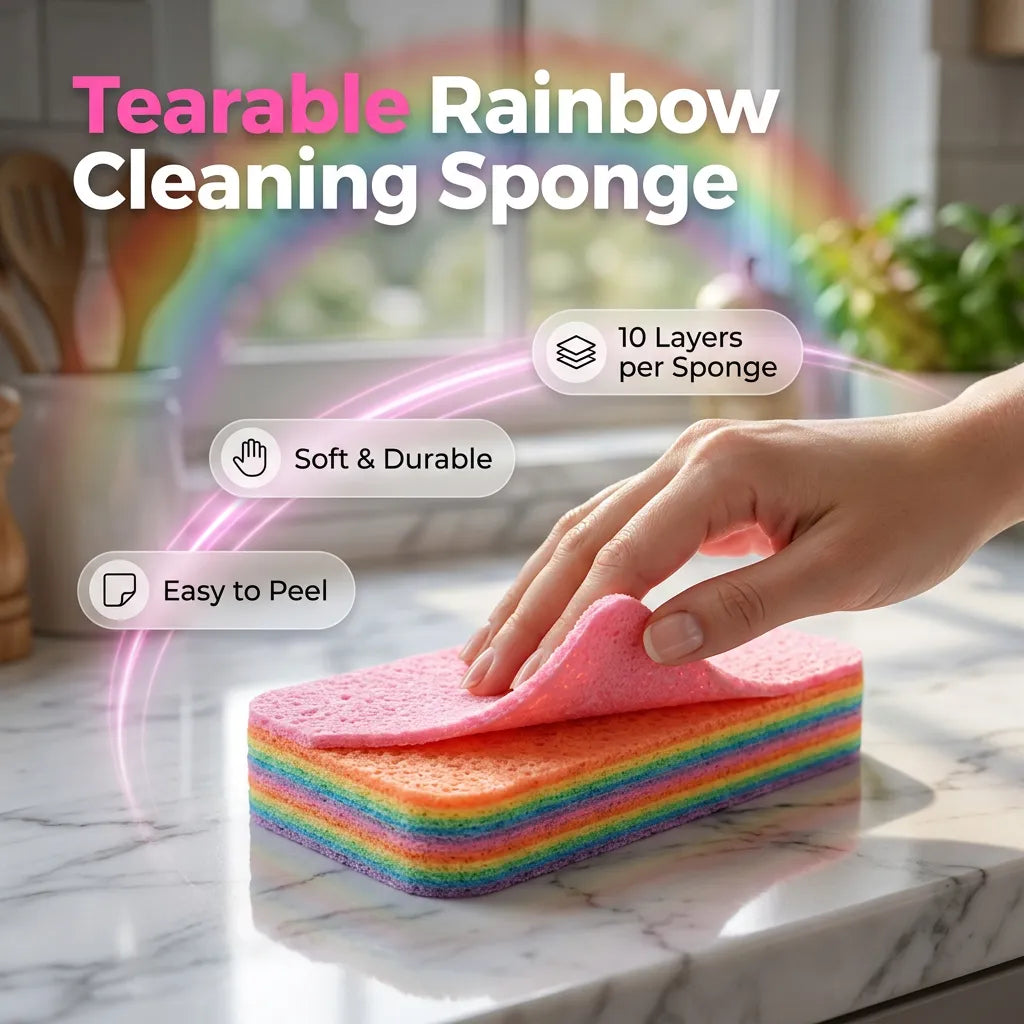 ⚡HOT SALE 🔥Tearable Rainbow Cleaning Sponge
