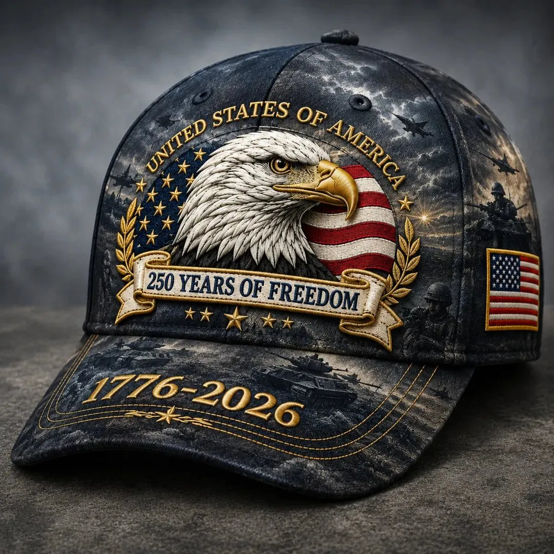250 Years of Freedom Eagle Cap | Embroidered Patriotic Vintage Baseball Hat – 1776–2026 American Tribute Edition