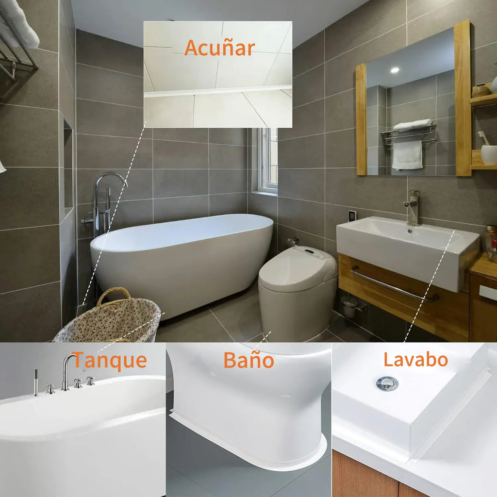 Self-adhesive, waterproof white sealing tape – 3.2 m – Durable sealing for bathroom and kitchen