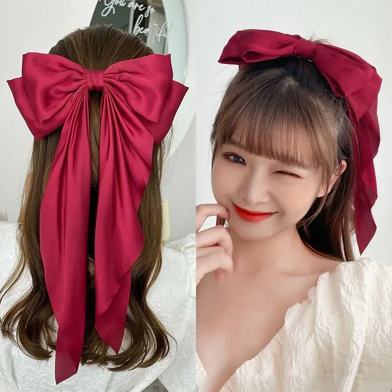 💥Flash Sale🔥Large Bow Hair Clip for Women – Wedding & Everyday Ponytail Accessory with Long Tail