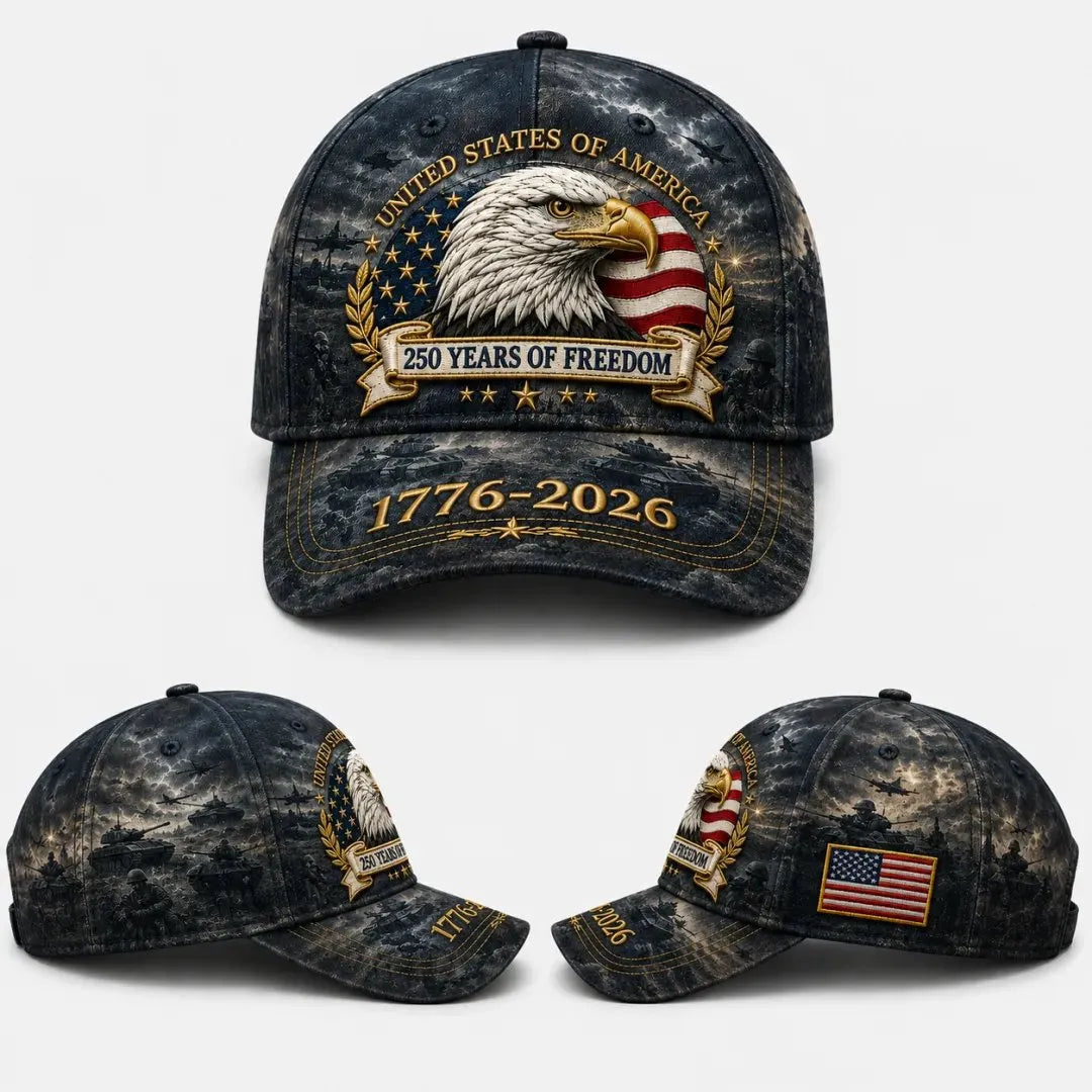 250 Years of Freedom Eagle Cap | Embroidered Patriotic Vintage Baseball Hat – 1776–2026 American Tribute Edition