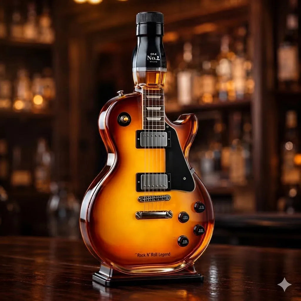 🔥Father's Day: (The Best Gift for Dad)―Appetite for Rock: Vintage Sunburst Guitar Figurine Spirit Bottle