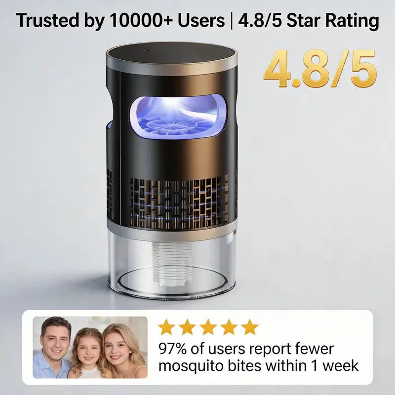 Indoor Insect Trap with Light and Suction Non Zapper Flying Bug Catcher for Mosquitoes Fruit Flies Gnats and Moths