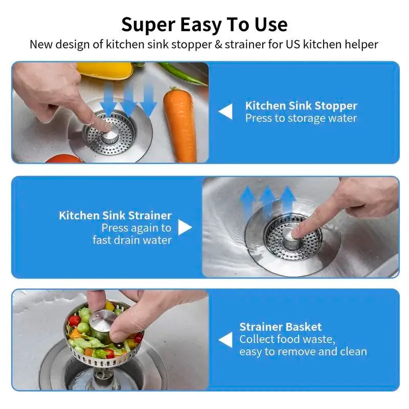 🔥🔥Upgraded 3 in 1 Kitchen Sink Drain Strainer