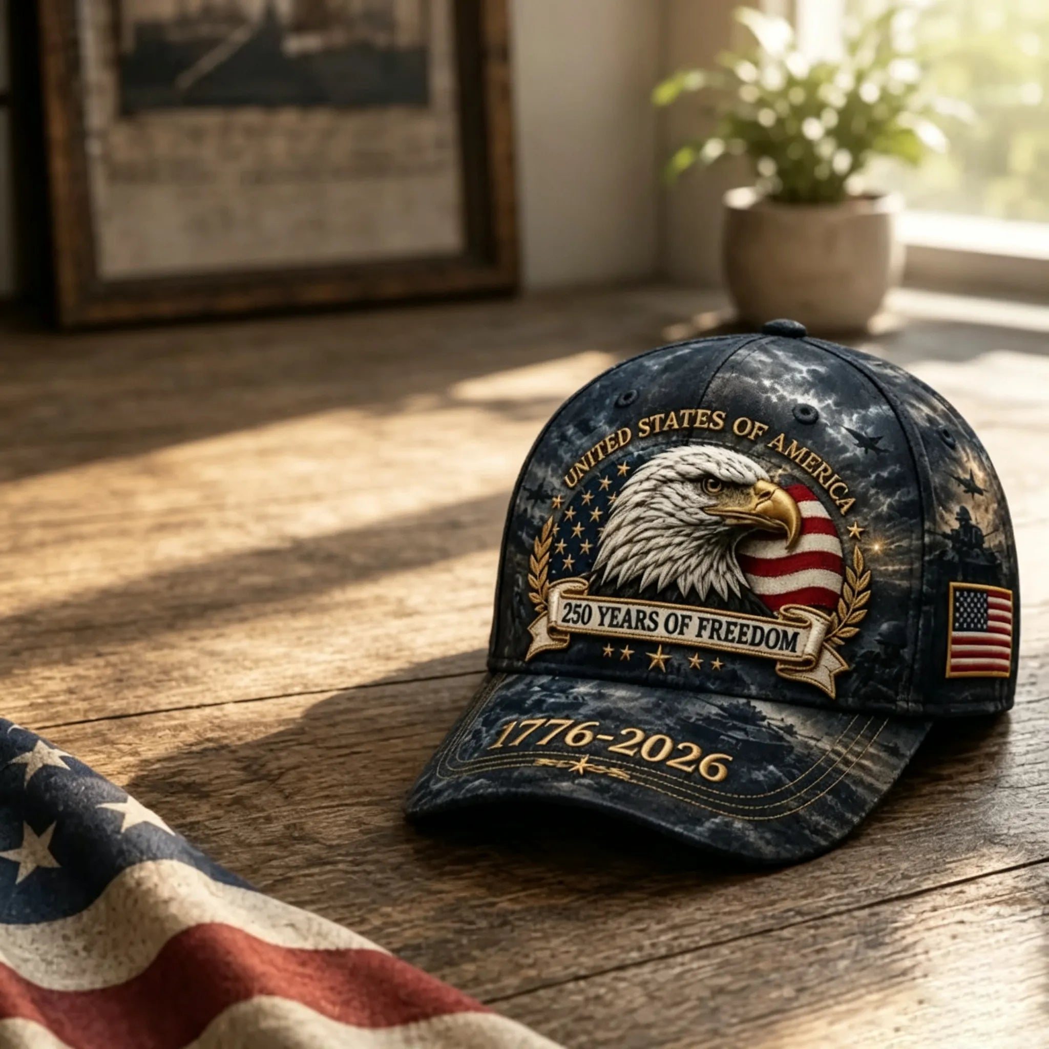 250 Years of Freedom Eagle Cap | Embroidered Patriotic Vintage Baseball Hat – 1776–2026 American Tribute Edition