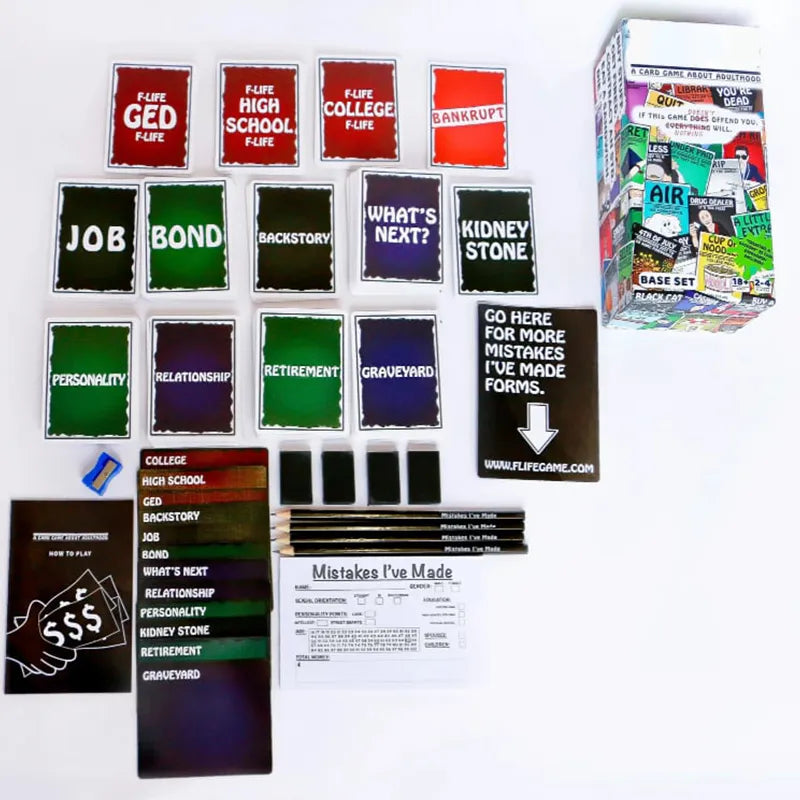 A Game About Adulthood – Darkly Humorous Party Card Game for Adults, Life Simulation, Wealth Building, Retirement & Graveyard Revenge