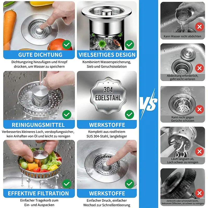 🔥🔥Upgraded 3 in 1 Kitchen Sink Drain Strainer