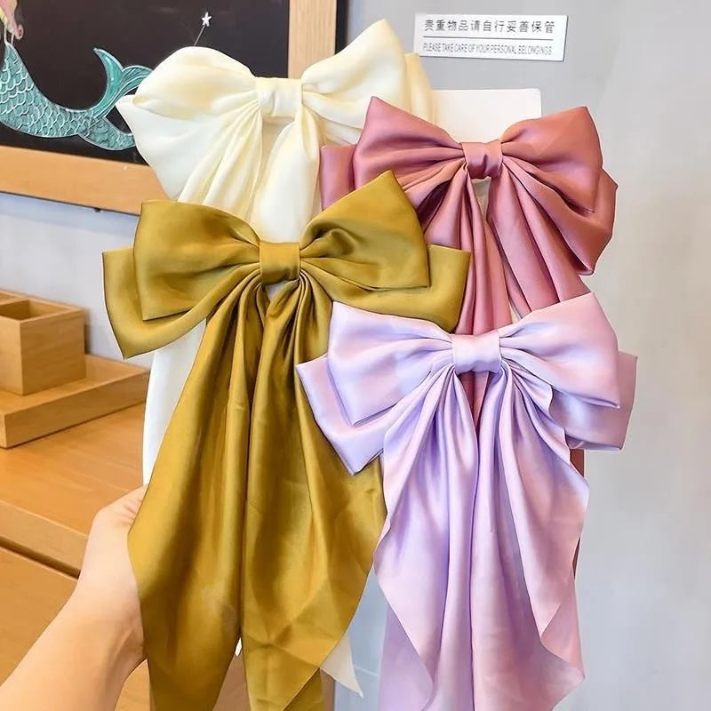 💥Flash Sale🔥Large Bow Hair Clip for Women – Wedding & Everyday Ponytail Accessory with Long Tail