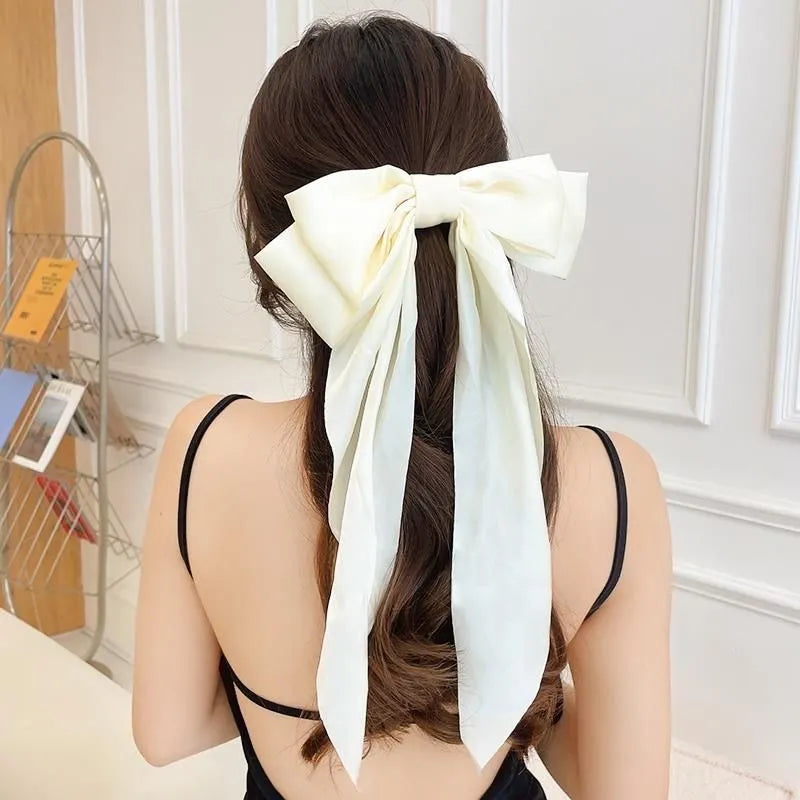 💥Flash Sale🔥Large Bow Hair Clip for Women – Wedding & Everyday Ponytail Accessory with Long Tail