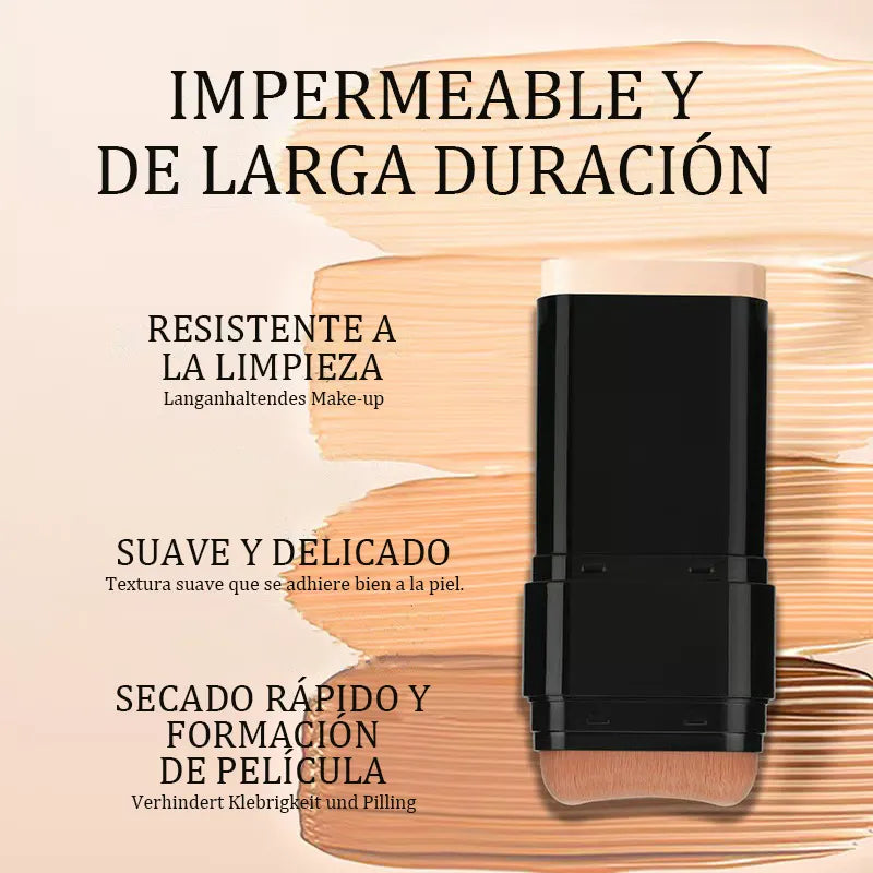 Concealer stick foundation, double-ended with built-in brush, moisturizing and lightweight