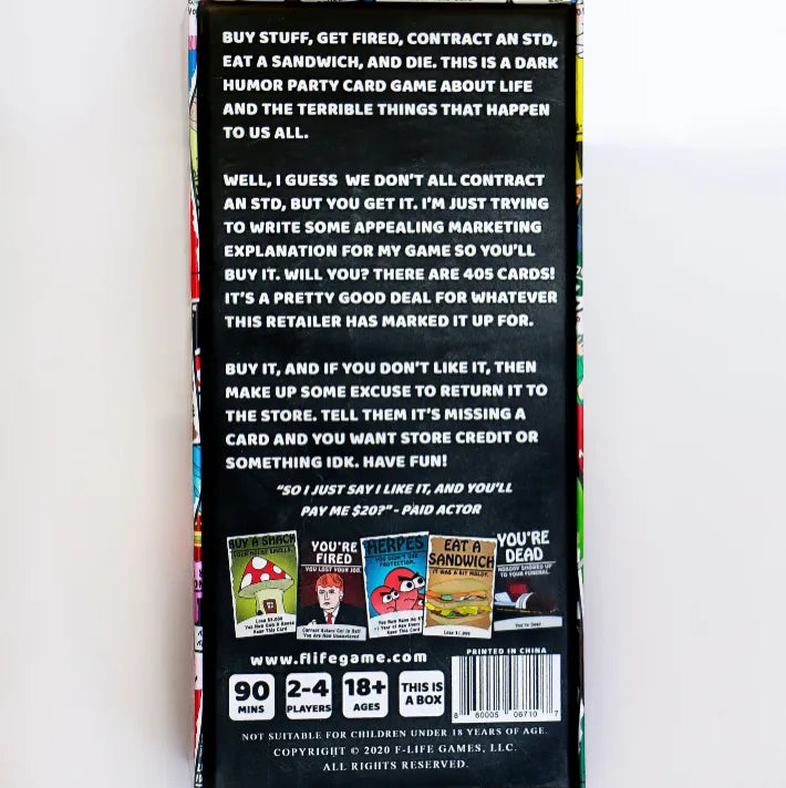 A Game About Adulthood – Darkly Humorous Party Card Game for Adults, Life Simulation, Wealth Building, Retirement & Graveyard Revenge