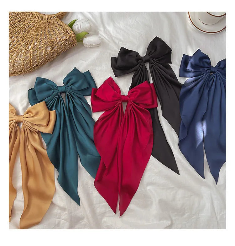 💥Flash Sale🔥Large Bow Hair Clip for Women – Wedding & Everyday Ponytail Accessory with Long Tail