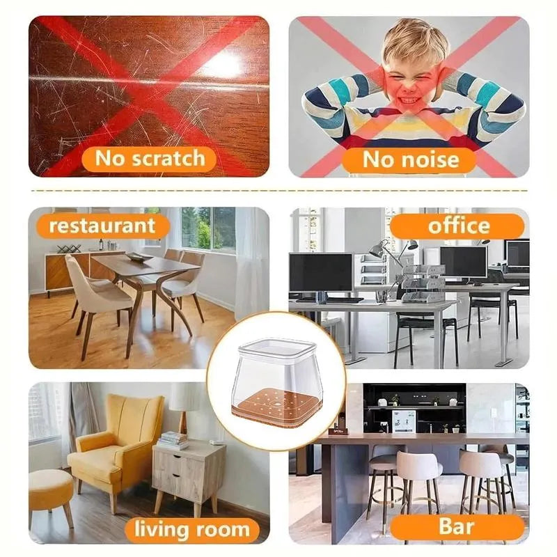 Square Chair Leg Protectors for Hardwood Floor Fits All Shape Chair Mat for Wood and Tile Floors. Chair Leg Universal Cover Elastic Mold