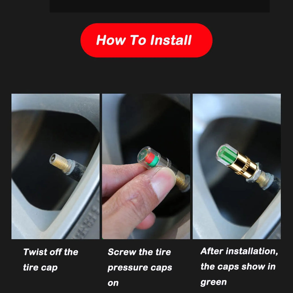 🔥 4Pcs Car Tire Pressure Monitor Valve Stem Caps