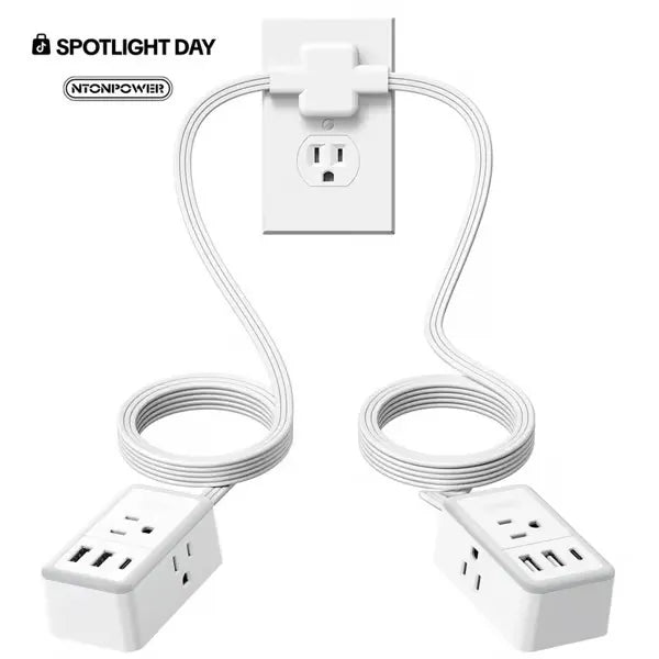 Twin Extension Cord Splitter for Home Office Dorm Room