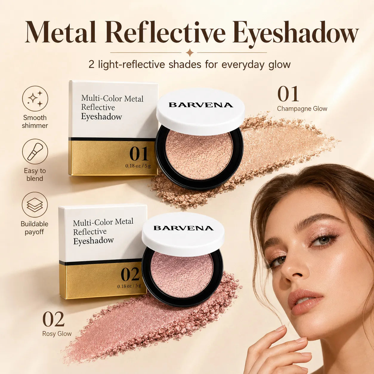 🎨💫 Multi-color metallic eyeshadow: shimmery, buildable metallic eyeshadow