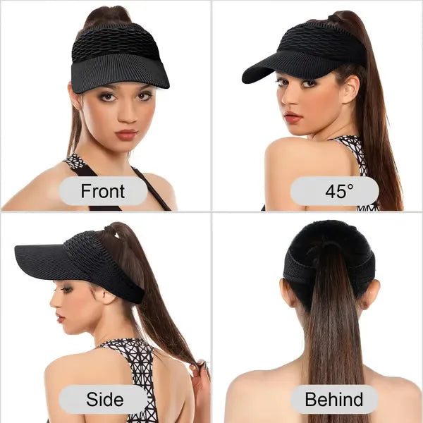 🌓Last Day 49% OFF-2-Pack Women's High Ponytail Sun Visor Hats
