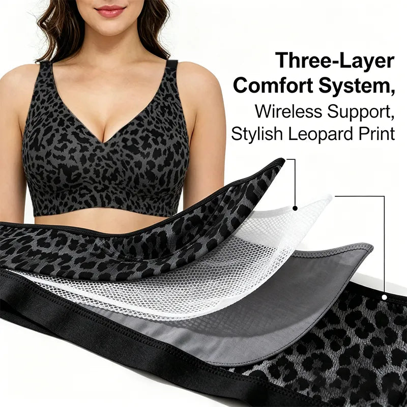 🔥Super Firming Leopard Print Jelly Bra | Women Wirefree Bras 👍No More Sagging Breasts