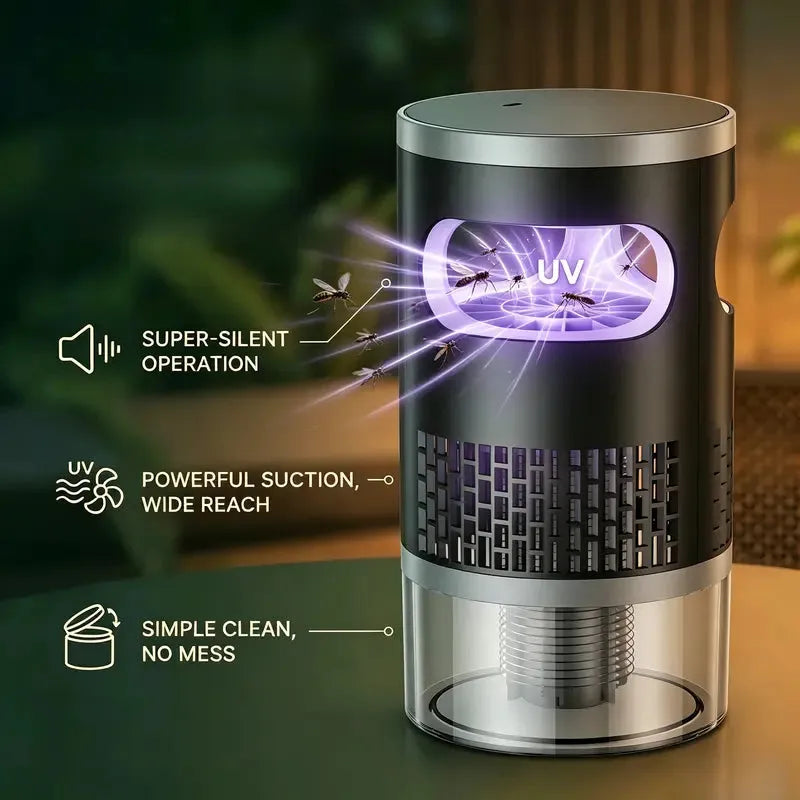 Indoor Insect Trap with Light and Suction Non Zapper Flying Bug Catcher for Mosquitoes Fruit Flies Gnats and Moths